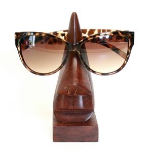 Whimsical Wooden Nose Shaped Glasses Holder